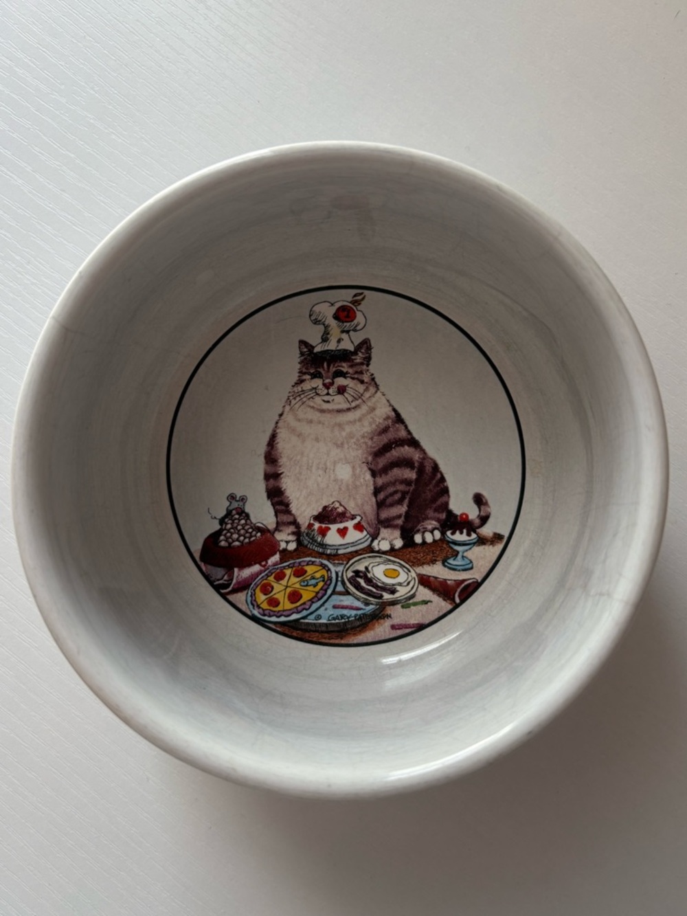 Vintage Clay Design Gary Patterson 4.5" Cat Dish - Ceramic Bowl “Got Food?”
